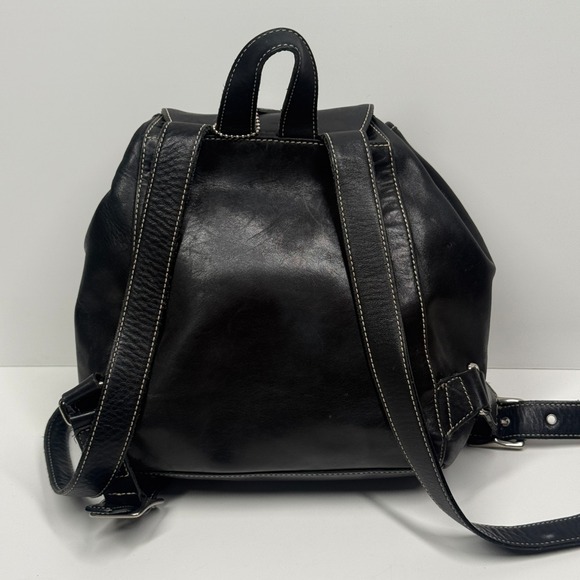VTG Coach Legacy Soft Small Backpack Black Leather Drawstring Flap Buckle Bag main image 7